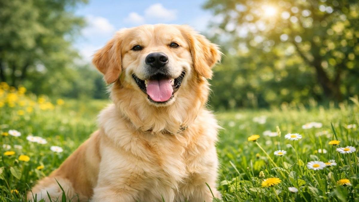 Clean and happy dog after grooming session