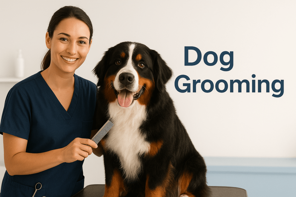 dog grooming of dog and owner used in feature image